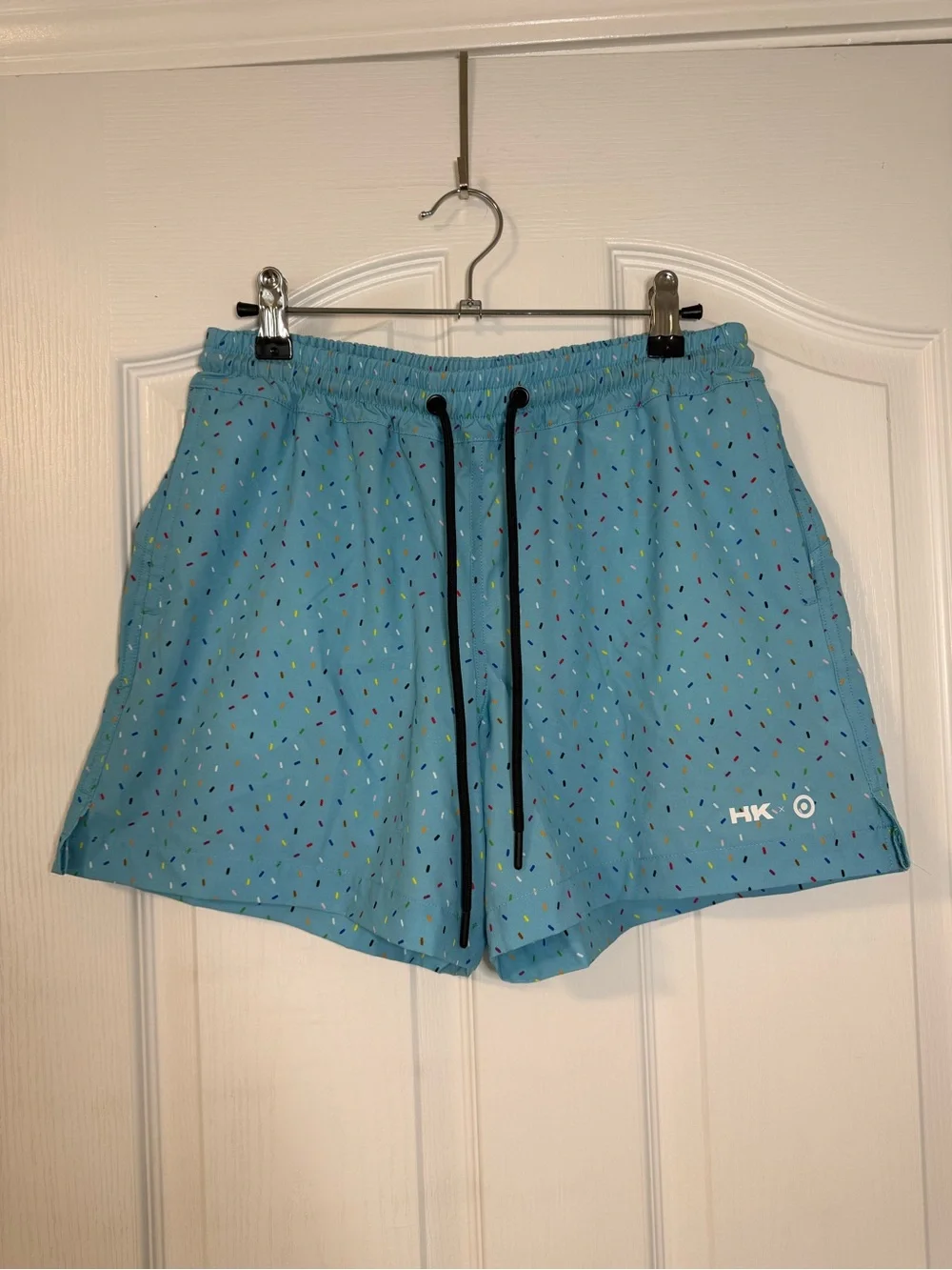 Humankind Light Blue Swim Trunks with Multicolor Speckle